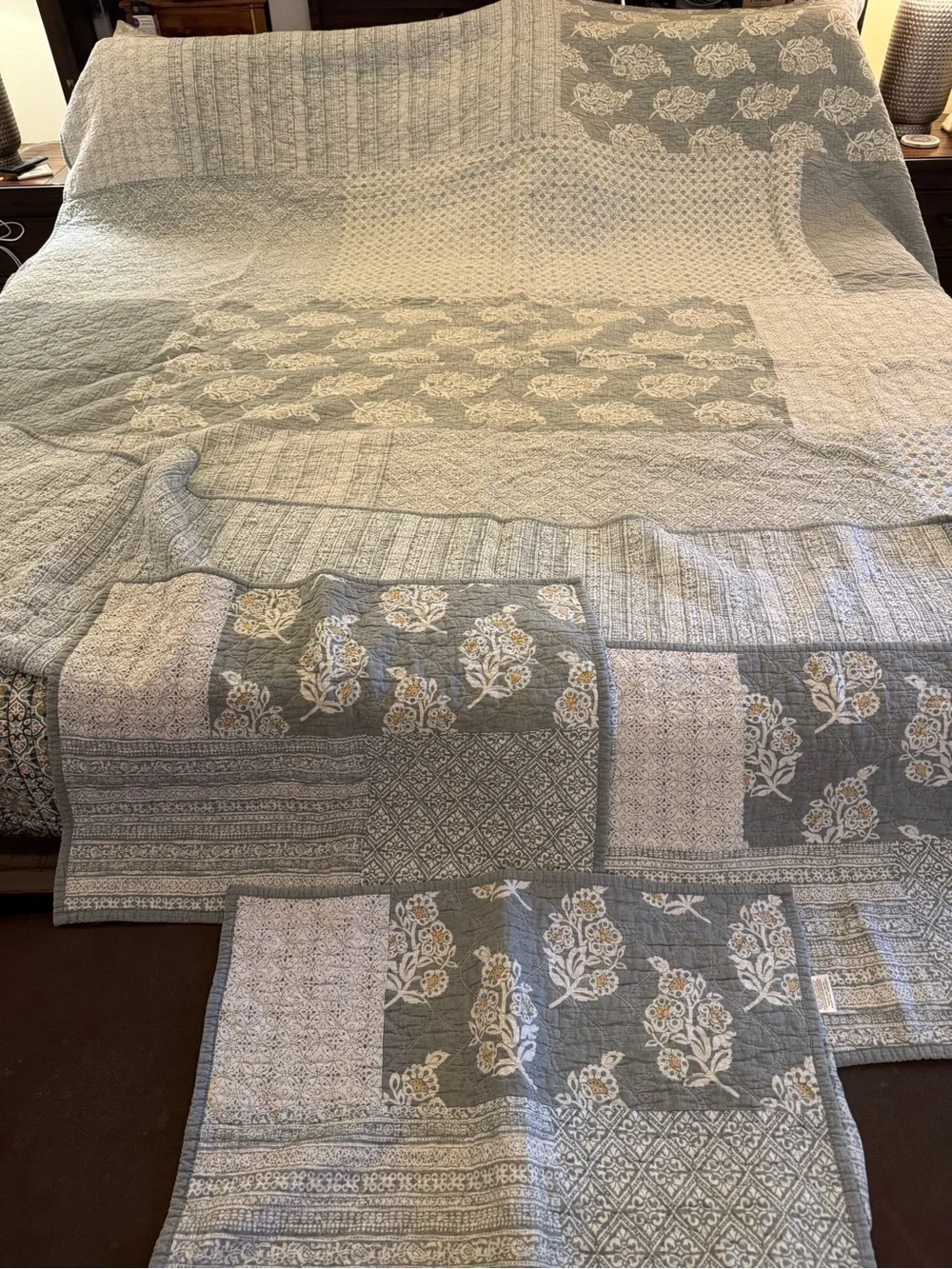 Sonoma Quilted Patchwork Bedspread in Sage and Cream